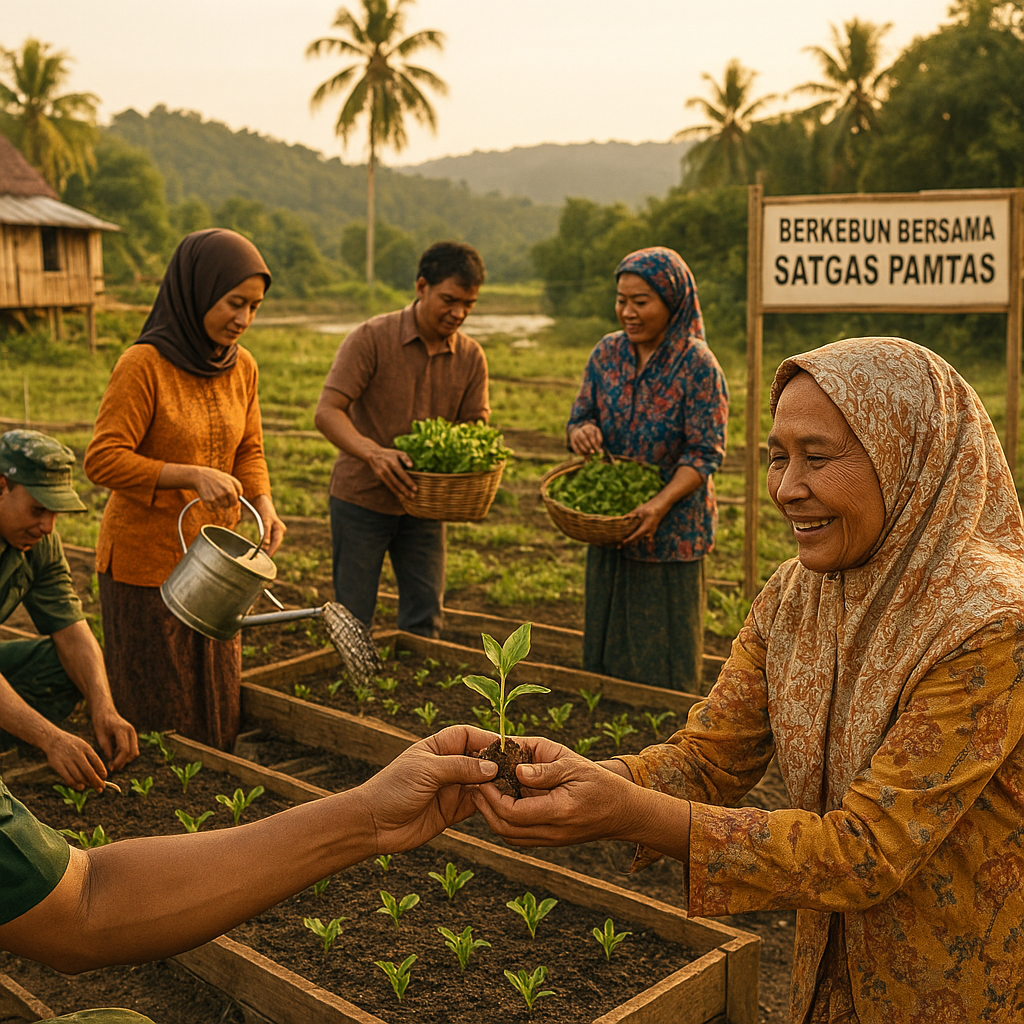 Satgas Pamtas Ajak Warga Perbatasan Kalbar Berkebun Sayur, Tingkatkan Ketahanan Pangan