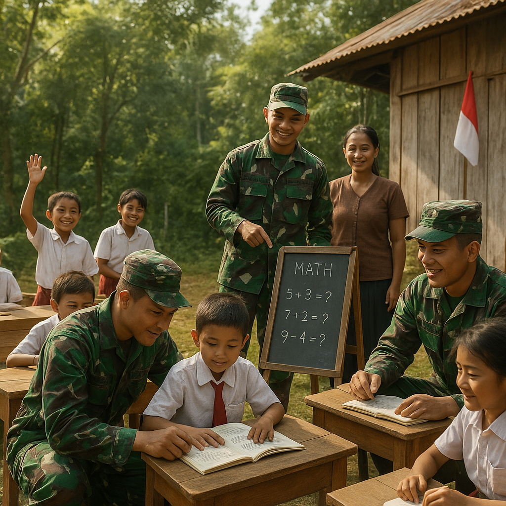 Kegiatan Mengajar Prajurit TNI di SD Pedalaman, Wujud Peduli Masa Depan Anak Bangsa