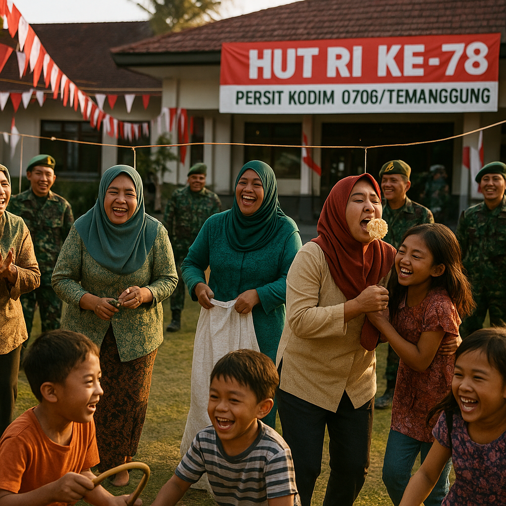 Meriahkan HUT RI ke-78, Persit Kodim Temanggung Gelar Berbagai Lomba untuk Ibu-Ibu dan Anak