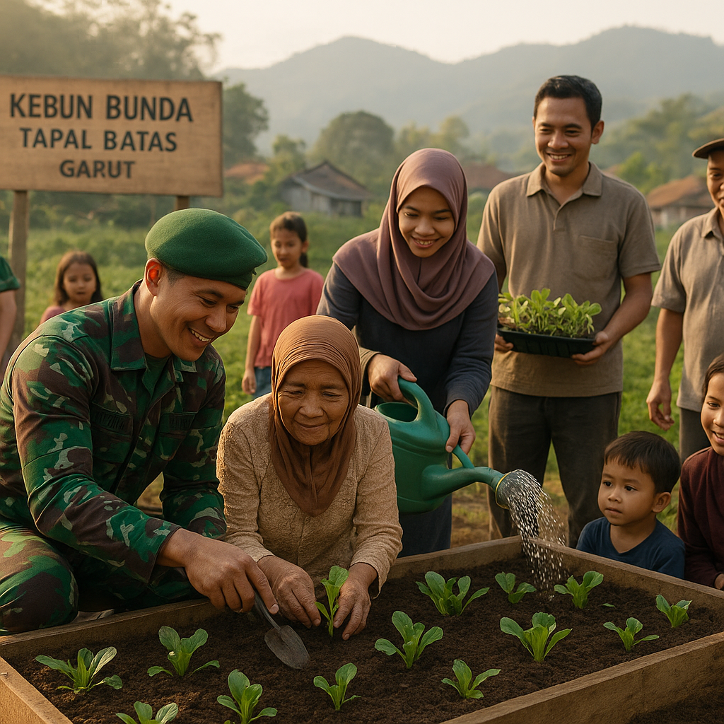 Kebun Bunda di Tapal Batas: Prajurit TNI dan Warga Garut Bersama Menanam Kebun Sayur