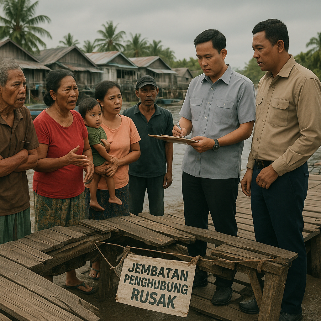 Warga Desa Pesisir Mengeluh Jembatan Penghubung Rusak, Berharap Ada Program Perbaikan