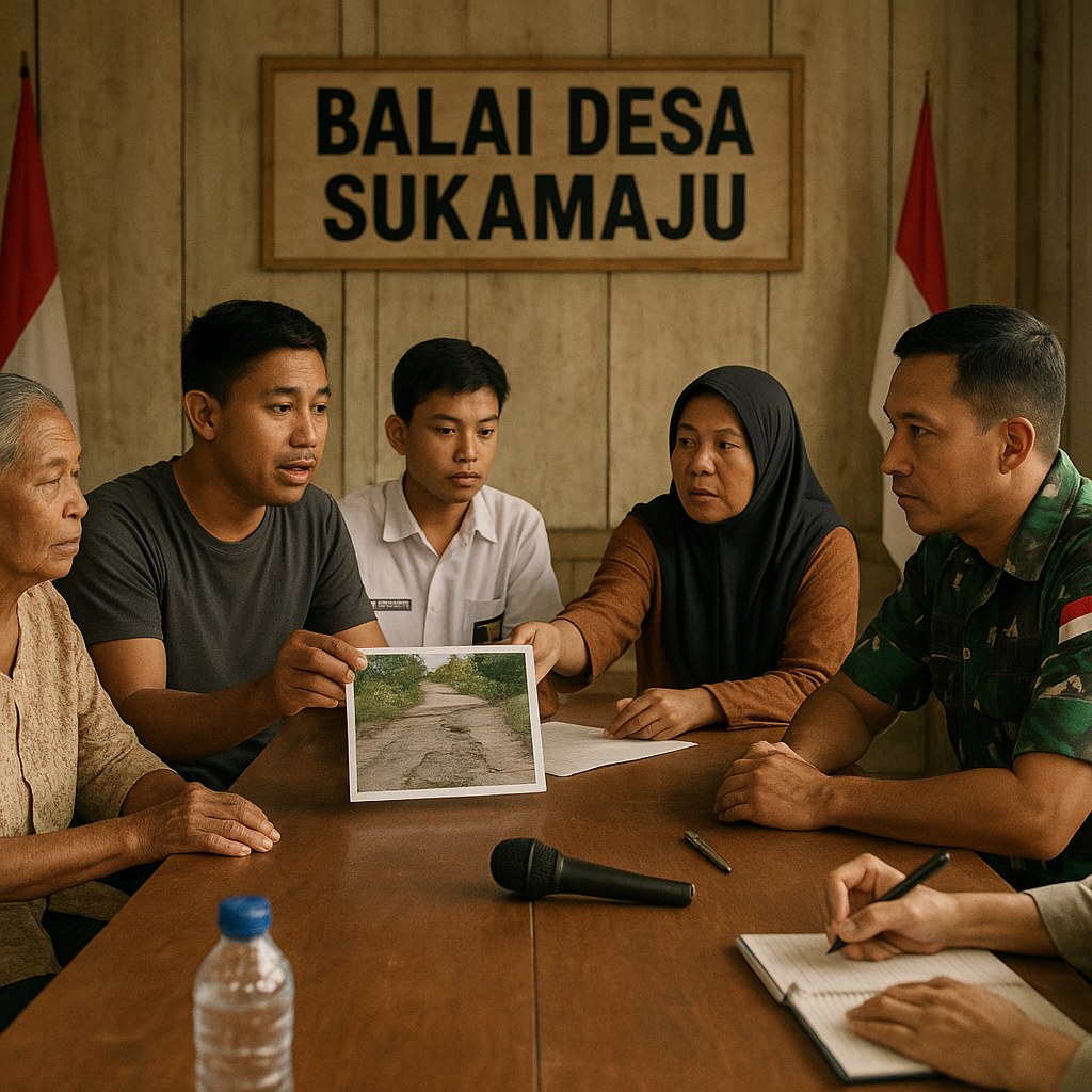 Tanya Jawab Hangat di Balai Desa: Warga Sampaikan Aspirasi Pembangunan Jalan kepada Dandim