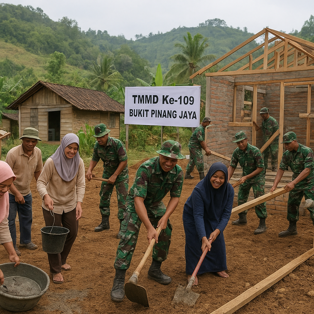 Dentang Cangkul di Bukit Pinang Jaya: Warga dan TNI Bahu-Membangun Rumah dan MCK