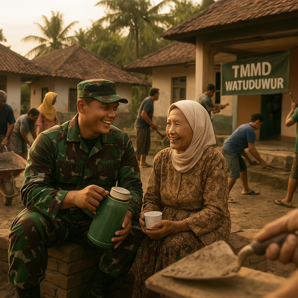 Gendu-Gendu Roso di Tengah TMMD, TNI dan Warga Watuduwur Makin Dekat