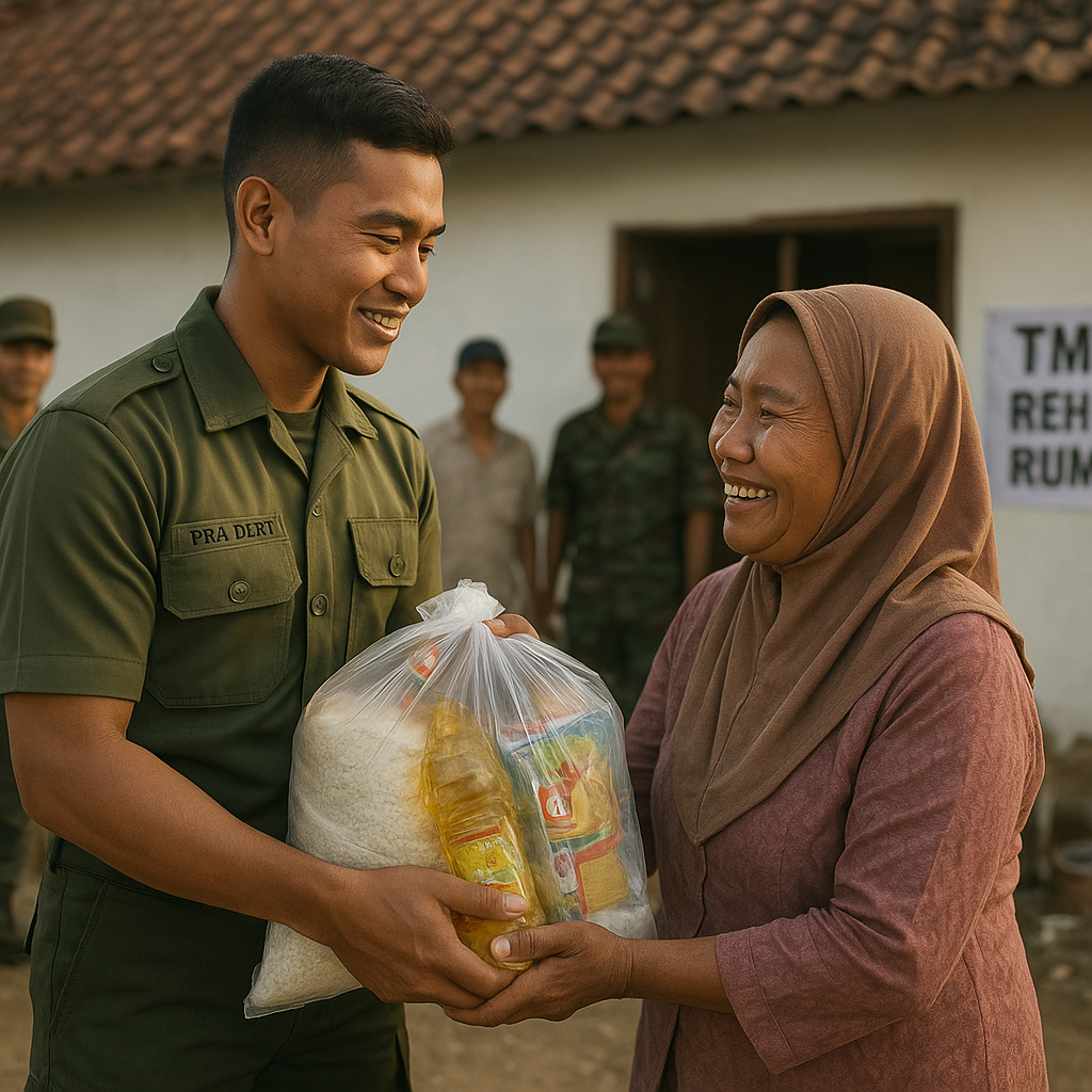 Paket Sembako dan Cerita Haru Prajurit TNI di Tengah Rehab Rumah Warga