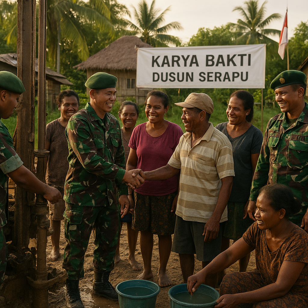 Gotong Royong Wujudkan Harapan, TNI dan Warga Serapu Bersatu Bangun Sumur Bor Air Bersih