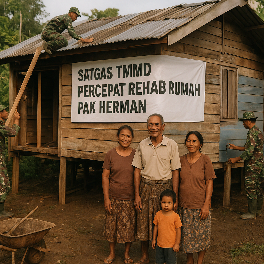 Satgas TMMD Percepat Rehab Rumah Pak Herman, Wujud Nyata Kepedulian TNI