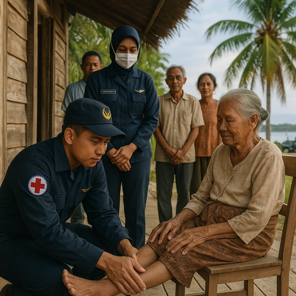 Dokter Terbang TNI AU Sentuh Kaki Lansia di Pulau Terpencil Natuna