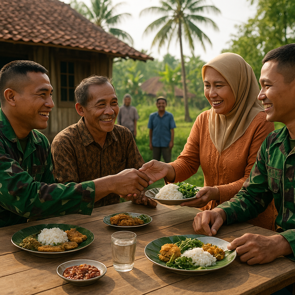 Makan Siang Penuh Makna: Prajurit TMMD Pati Disambut Hangat Keluarga Asuh