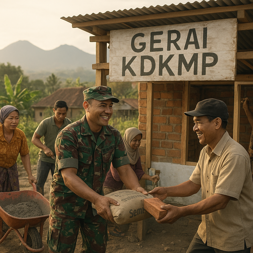 Gotong Royong Tanpa Henti, Babinsa dan Warga Pateken Kebut Pembangunan Gerai KDKMP