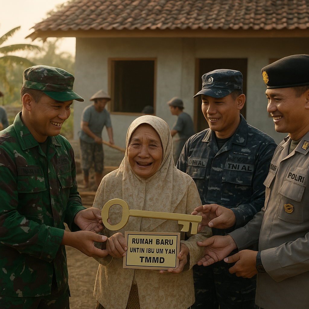Sinergi Lintas Matra TNI: Laut dan Darat Bersatu Membangun Rumah untuk Umiyah di Purworejo