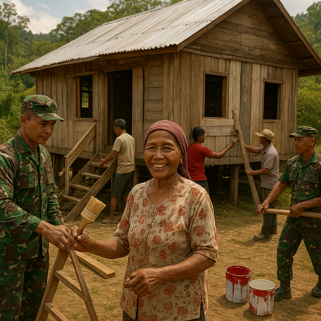 Sentuhan Hangat TNI di Perbatasan: Satgas TMMD 1206/Psb Akselerasi Bedah Rumah Warga