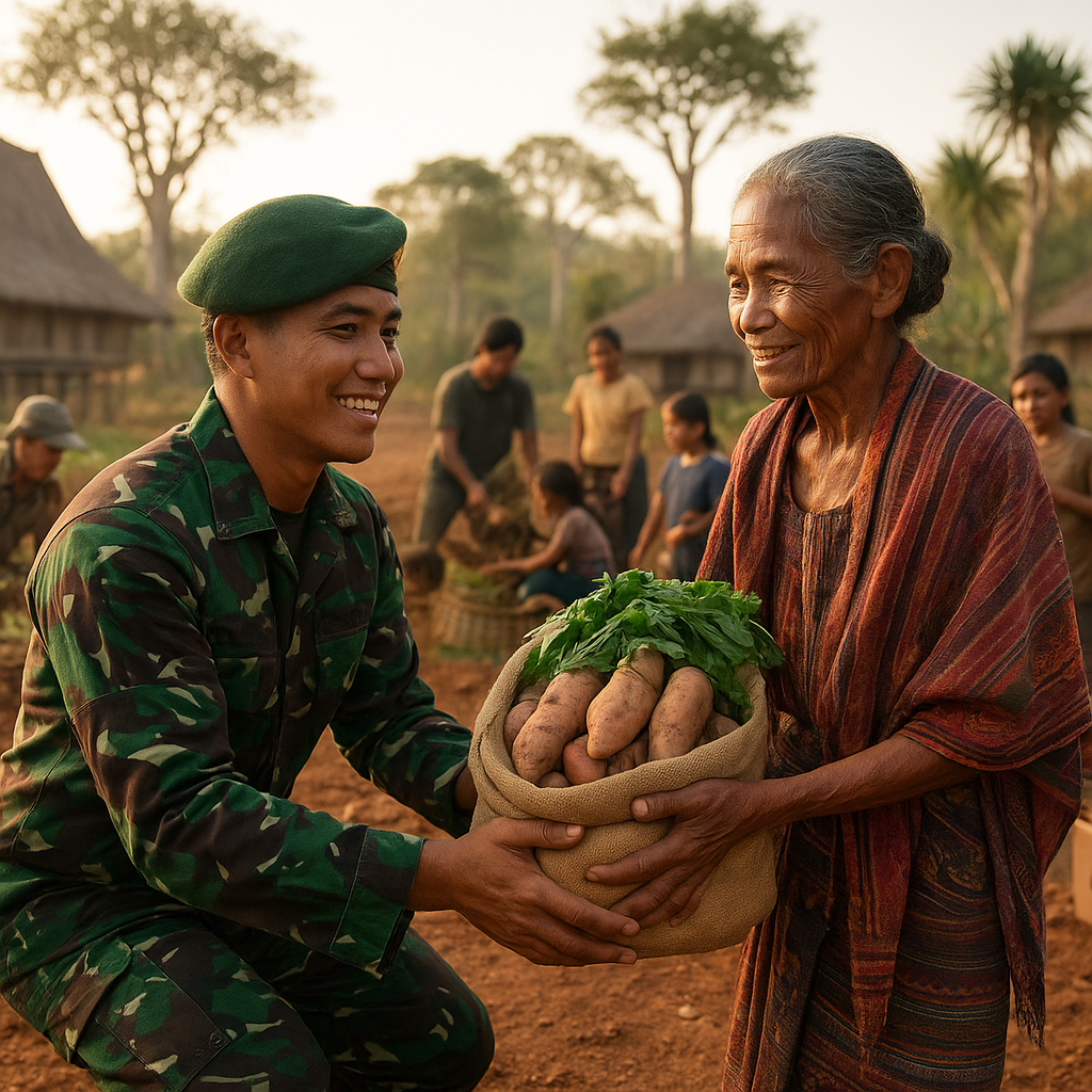 Dari Kebun ke Piring: TNI Bantu Panen dan Bagikan Hasil Bumi ke Warga Rentan di Sumba