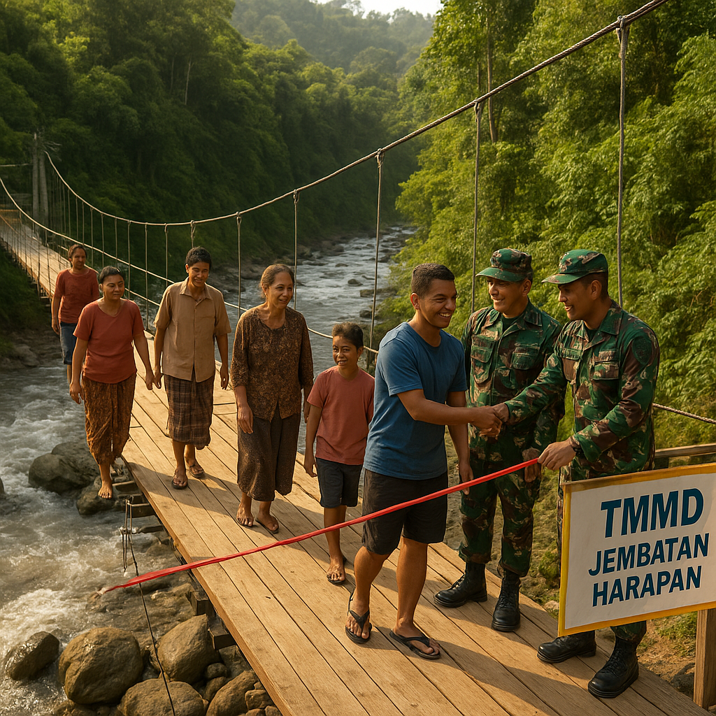 Jembatan Harapan Akhirnya Tersambung: TMMD Selesaikan Jembatan Gantung di Pedalaman Sulawesi Tengah
