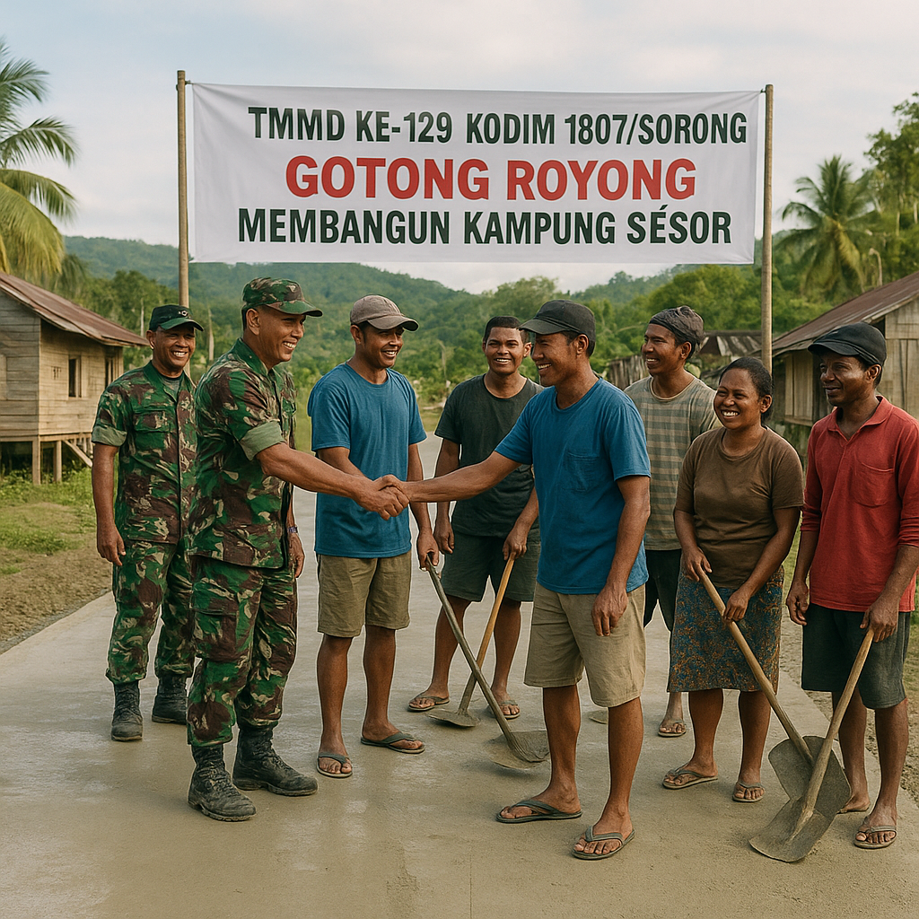 Jalan Baru di Kampung Sesor Rampung, Hasil Gotong Royong TNI dan Warga