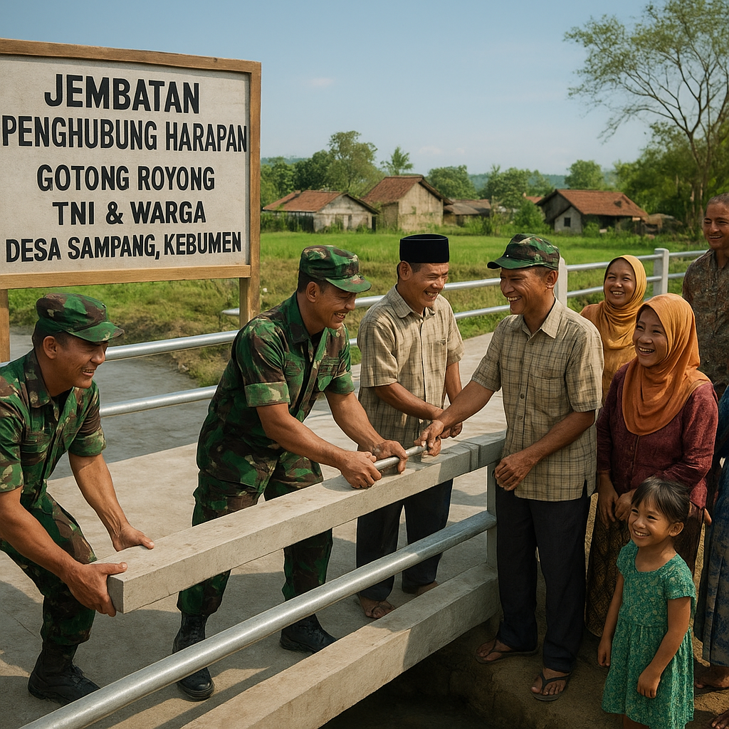 Jembatan Penghubung Harapan: TNI dan Warga Kebumen Gotong Royong Bangun Akses Baru