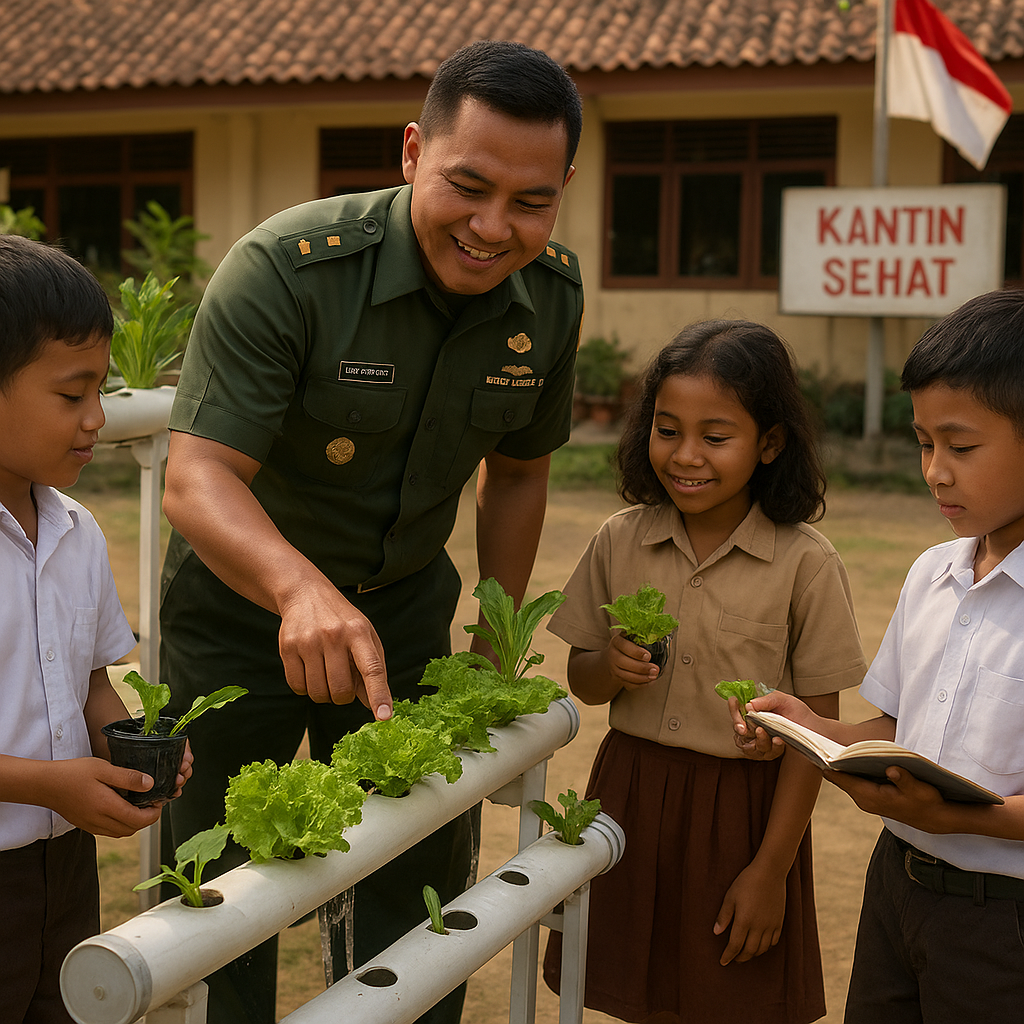 Dandim Sragen Ajari Anak-Anak Desa Bertani Hidroponik, Hasilnya untuk Kantin Sehat Sekolah