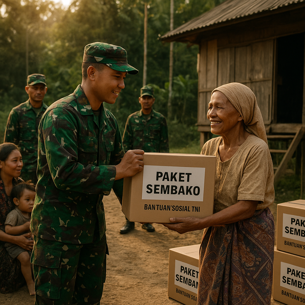 Paket Sembako dari Hati: TNI Sapa 1.800 Keluarga di Perbatasan Malinau dengan Bantuan Sosial