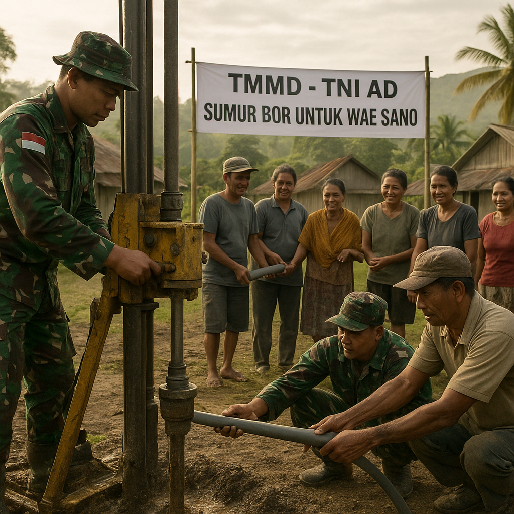 TNI AD Bangun Sumur Bor untuk Atasi Krisis Air Bersih di Desa Terpencil Flores