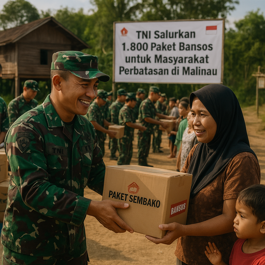 TNI Salurkan 1.800 Paket Bansos untuk Masyarakat Perbatasan di Malinau