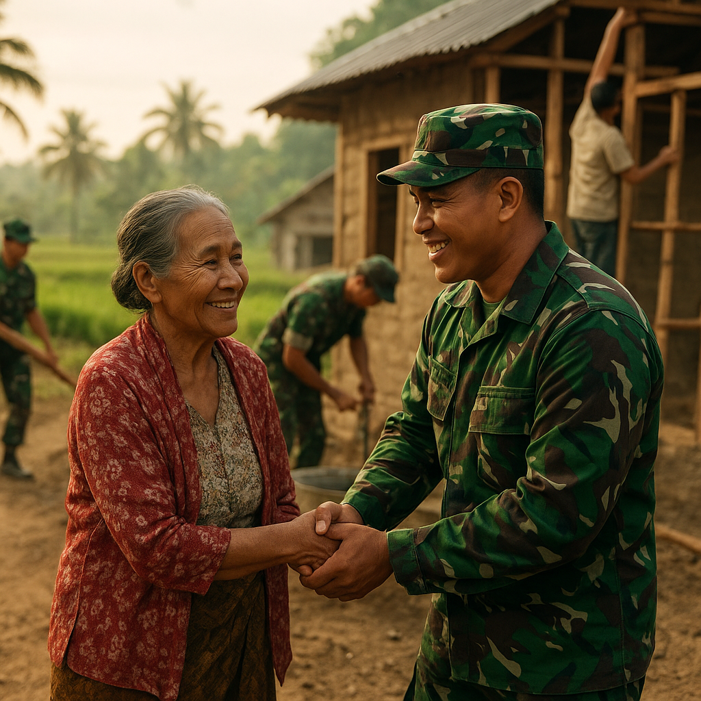 Prajurit TNI Bantu Ibu Rina Bangun Rumah di Desa Tertinggal