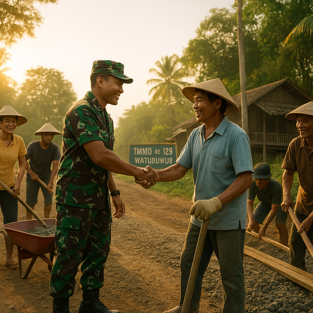 Gotong Royong Membangun Jalan, Kehangatan TNI dan Warga Watuduwur TMMD 129