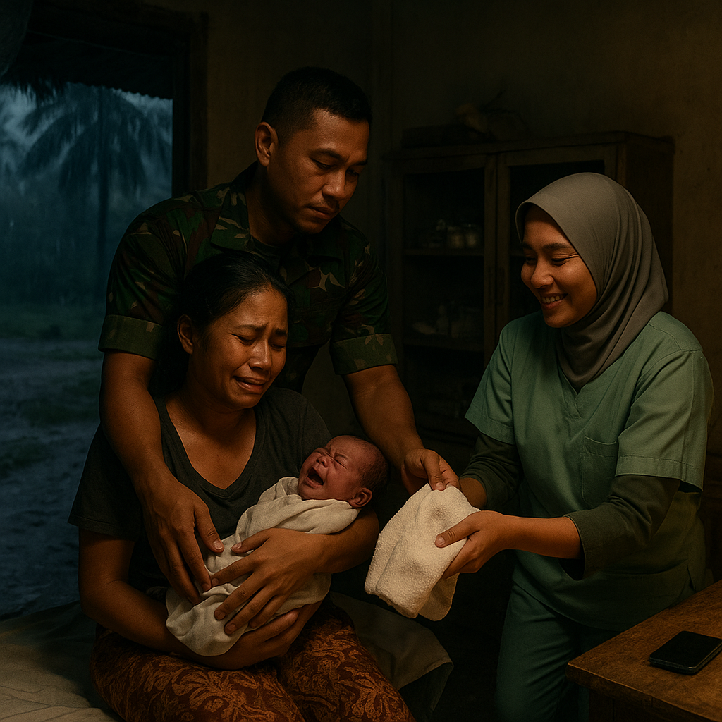 Kisah Haru TNI Temani Ibu Melahirkan di Puskesmas Darurat Desa Terisolasi Maluku