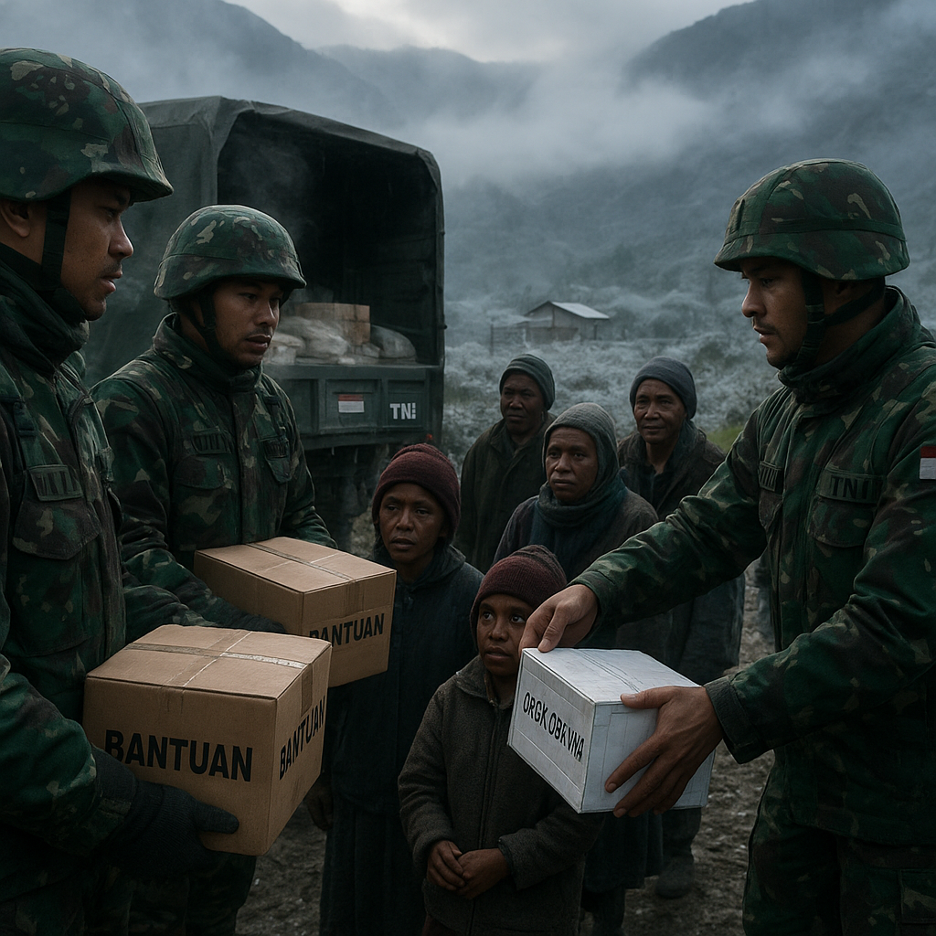 Mengatasi Kedinginan Ekstrem: TNI Terobos Medan Sulit Salurkan 2 Ton Bantuan ke Papua