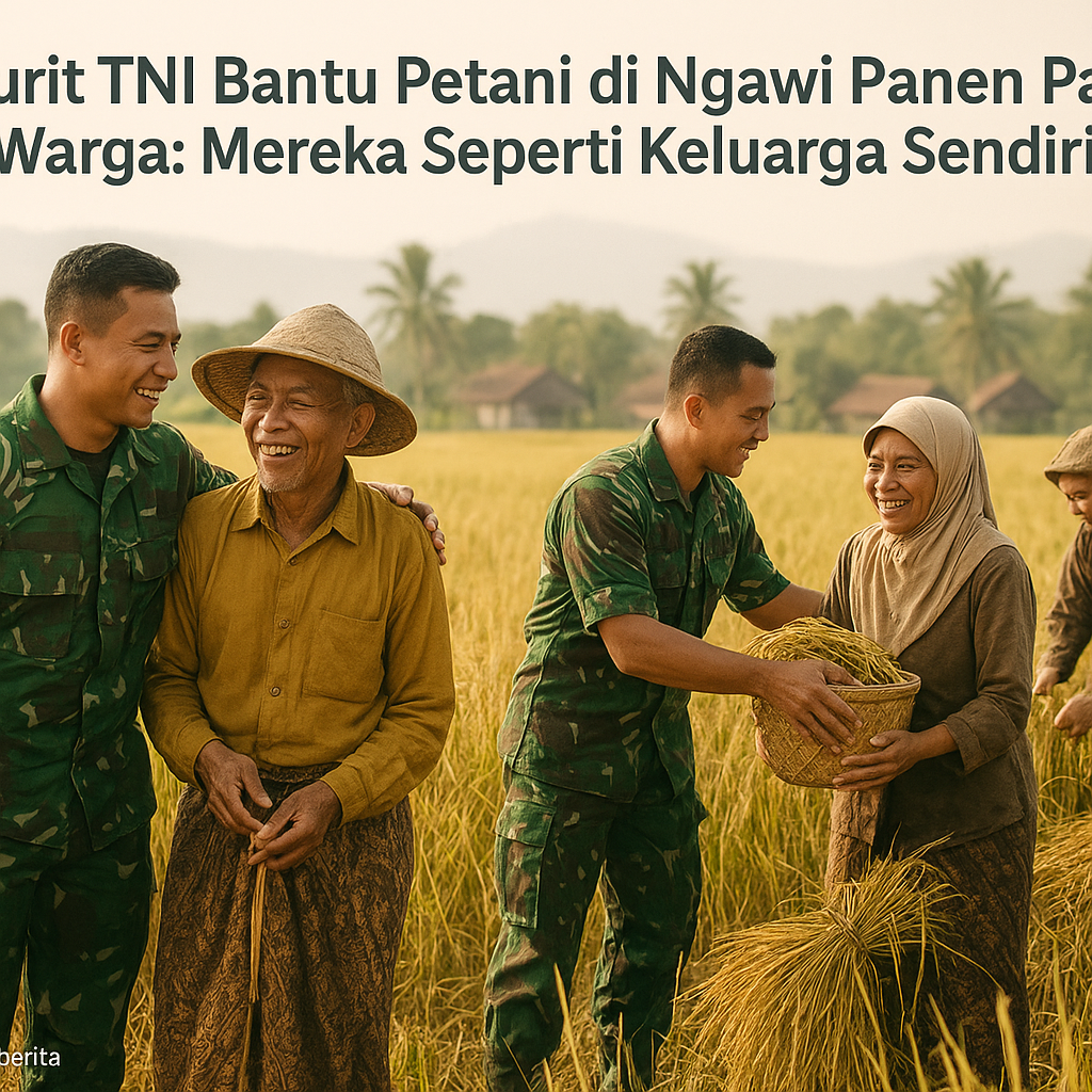Prajurit TNI Bantu Petani di Ngawi Panen Padi, Warga: Mereka Seperti Keluarga Sendiri