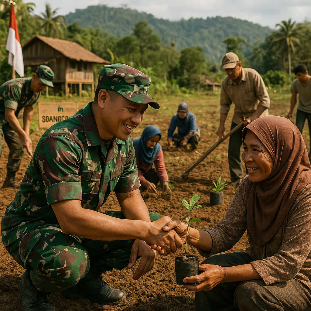 Bersama Warga Soanggama, Prajurit Garuda Gali Harapan dari Lahan Baru