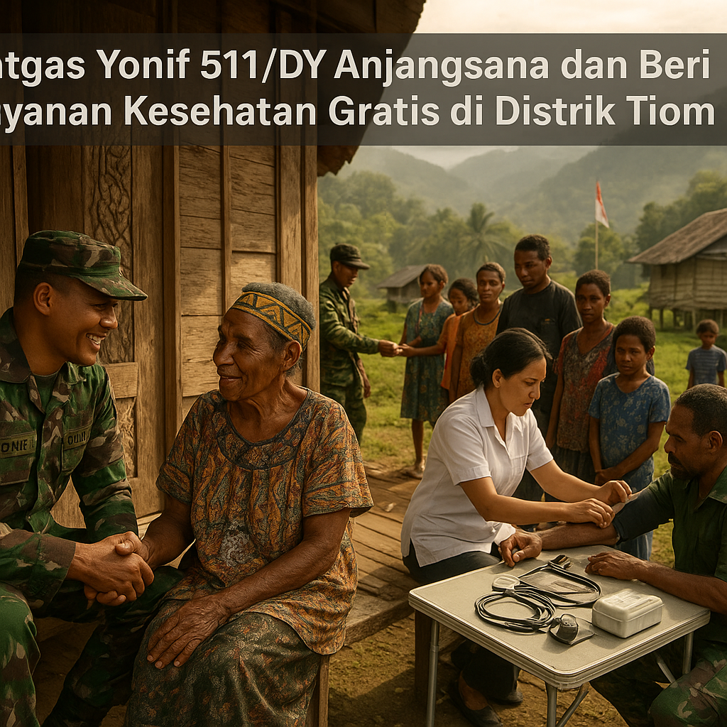 Satgas Yonif 511/DY Anjangsana dan Beri Layanan Kesehatan Gratis di Distrik Tiom
