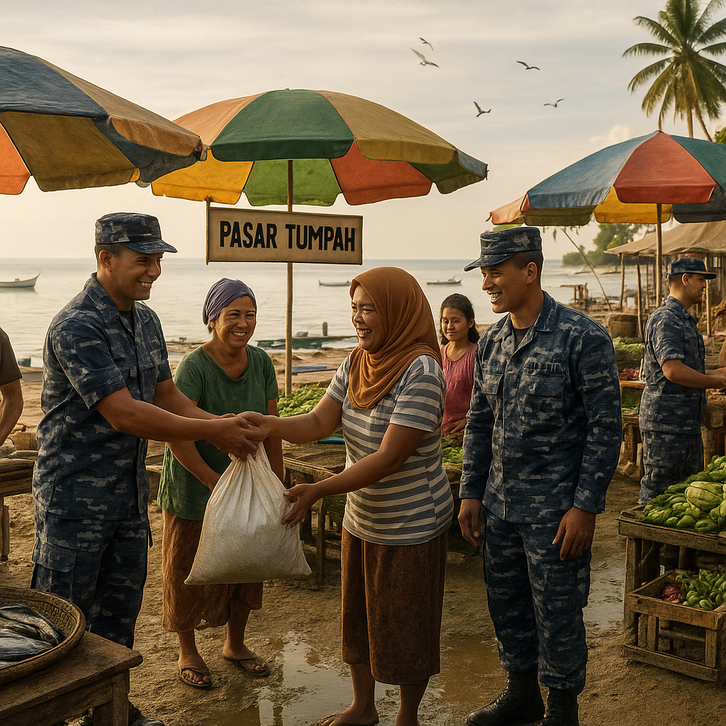 Bersama Warga, TNI AL Kembali Hidupkan Pasar Tumpah di Pesisir Halmahera Barat