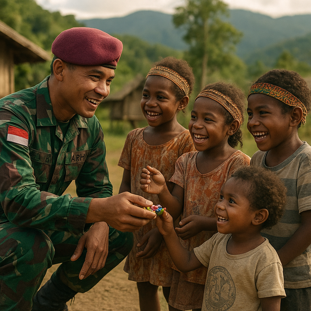 Patroli Humanis Marinir di Yahukimo, Senyum Anak Papua Jadi Perekat Kedekatan TNI dan Warga