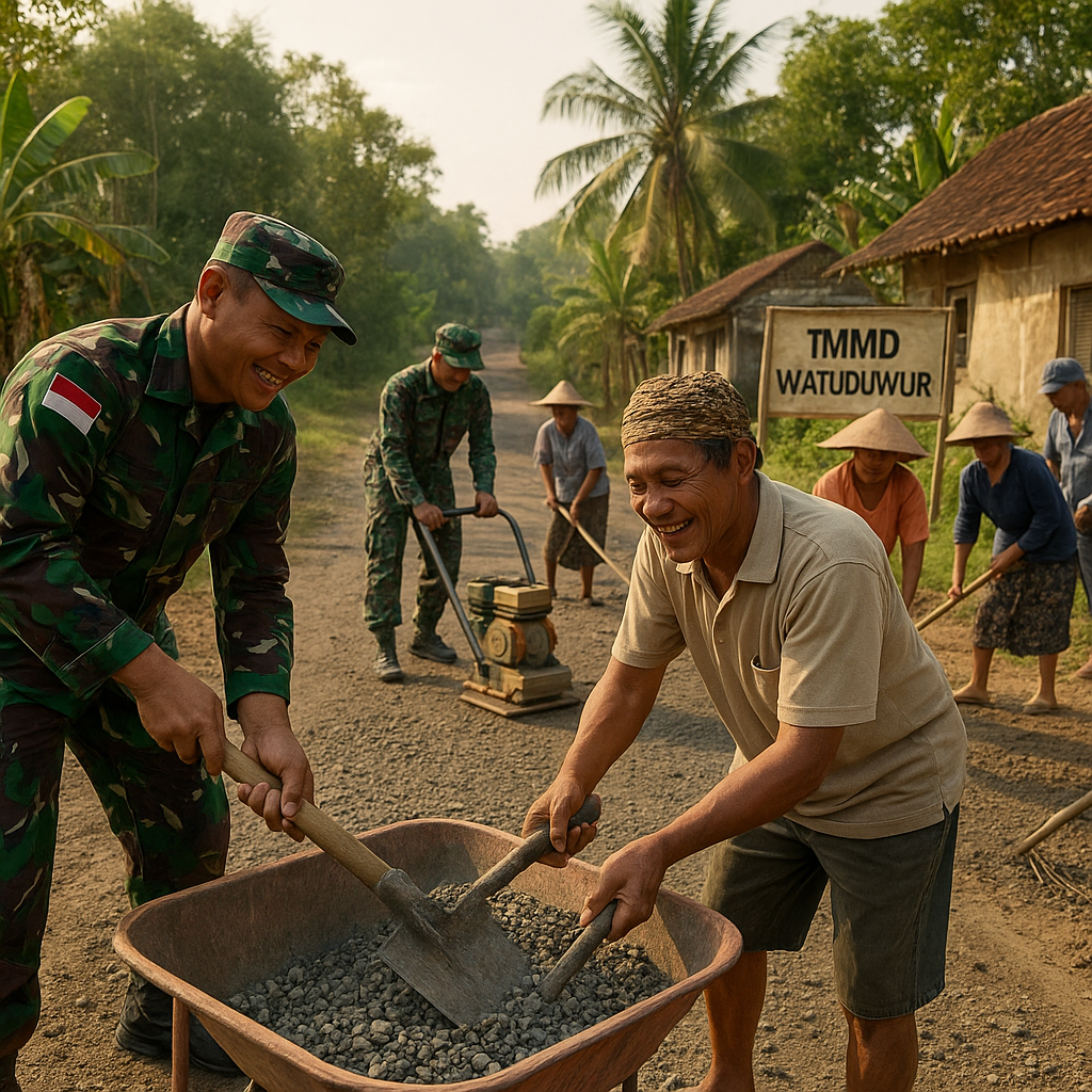 Bersatu Padu, TNI dan Warga Purworejo Gotong Royong Perbaiki Jalan Penghubung Kesejahteraan