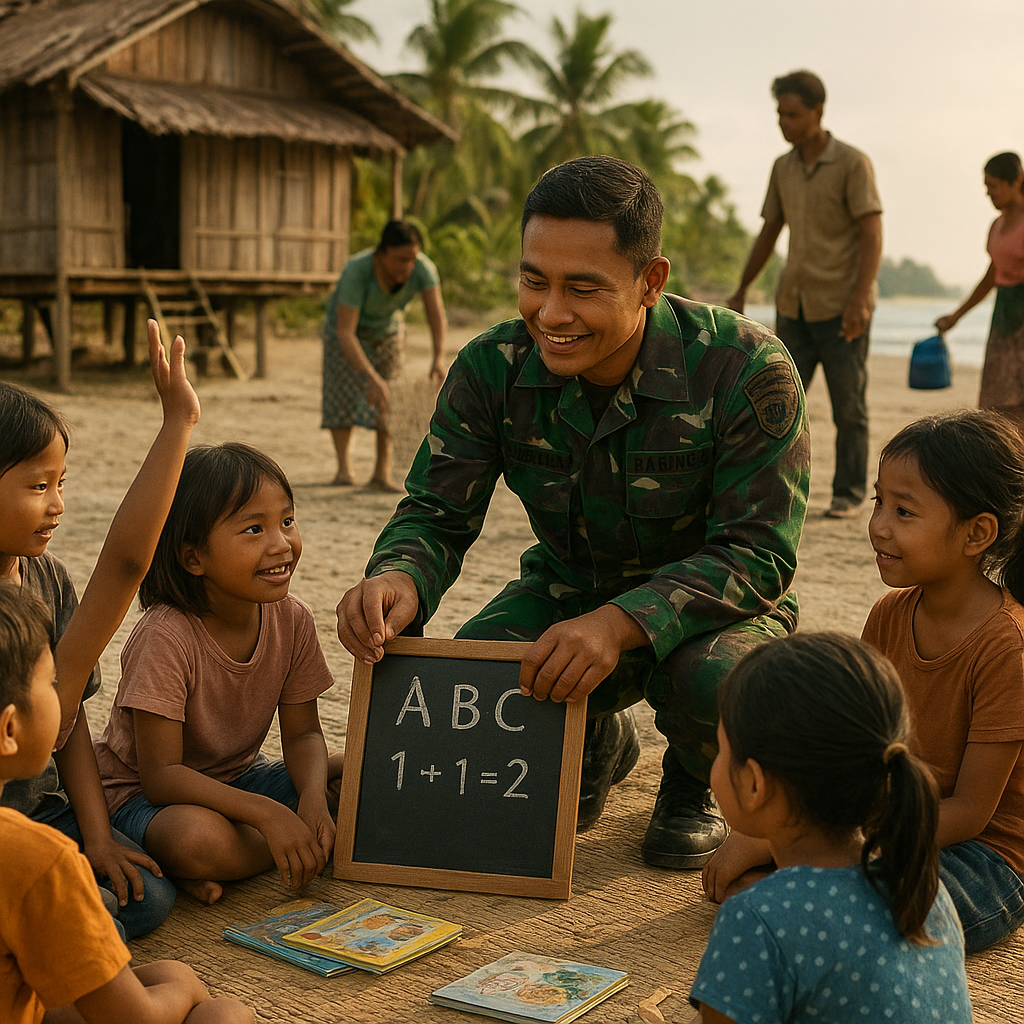 Kisah Babinsa Jadi Guru Dadakan untuk Anak-anak di Pulau Terluar Natuna