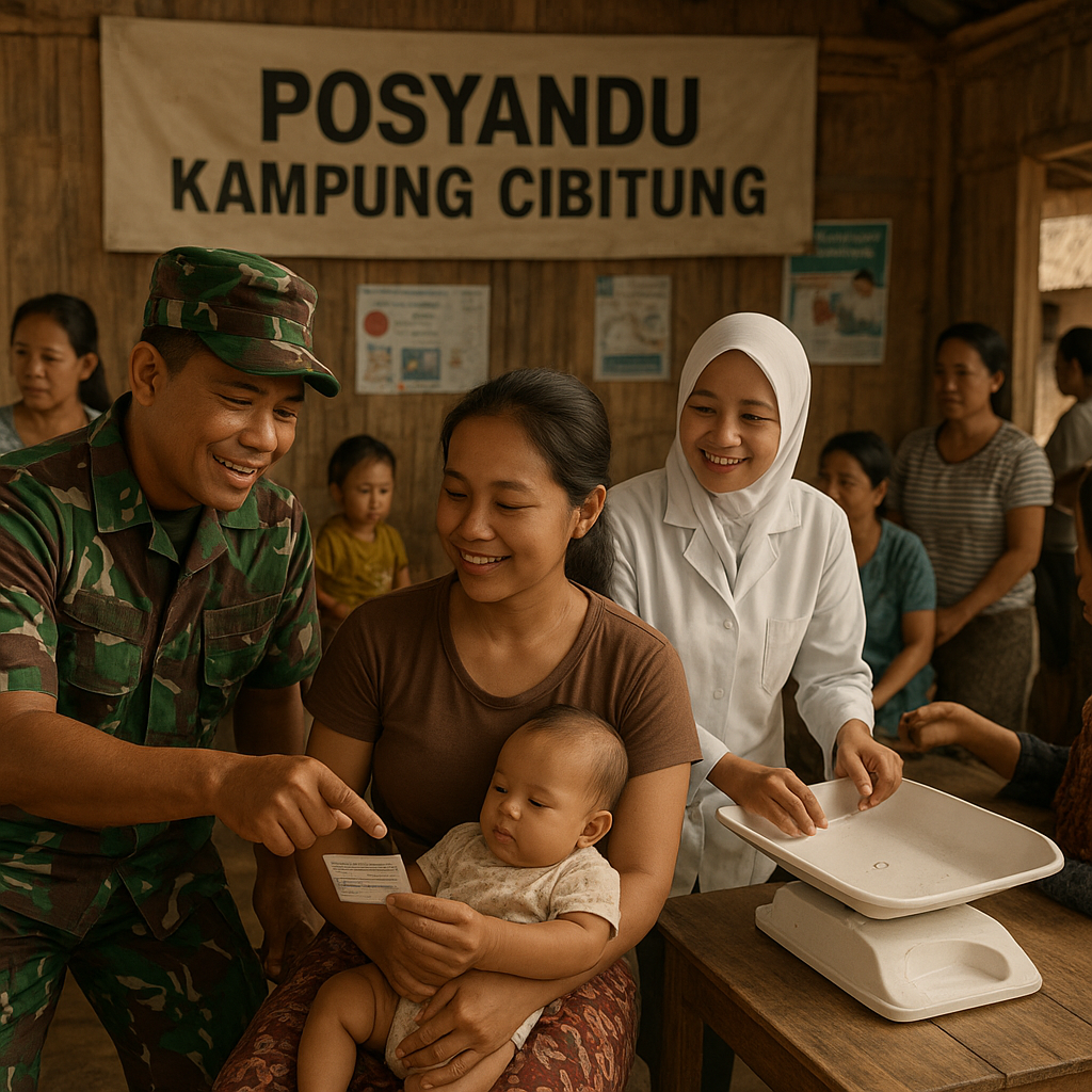 Posyandu Dihadirkan Kembali di Kampung Terpencil Berkat Inisiatif Bintara Pembina Desa