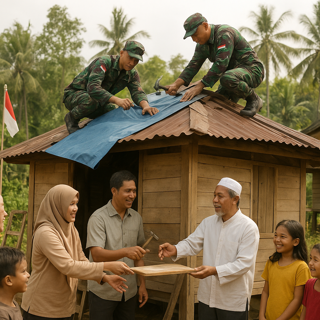 Bhakti Sosial TNI Perbaiki Sarana Ibadah yang Rusak di Perbatasan