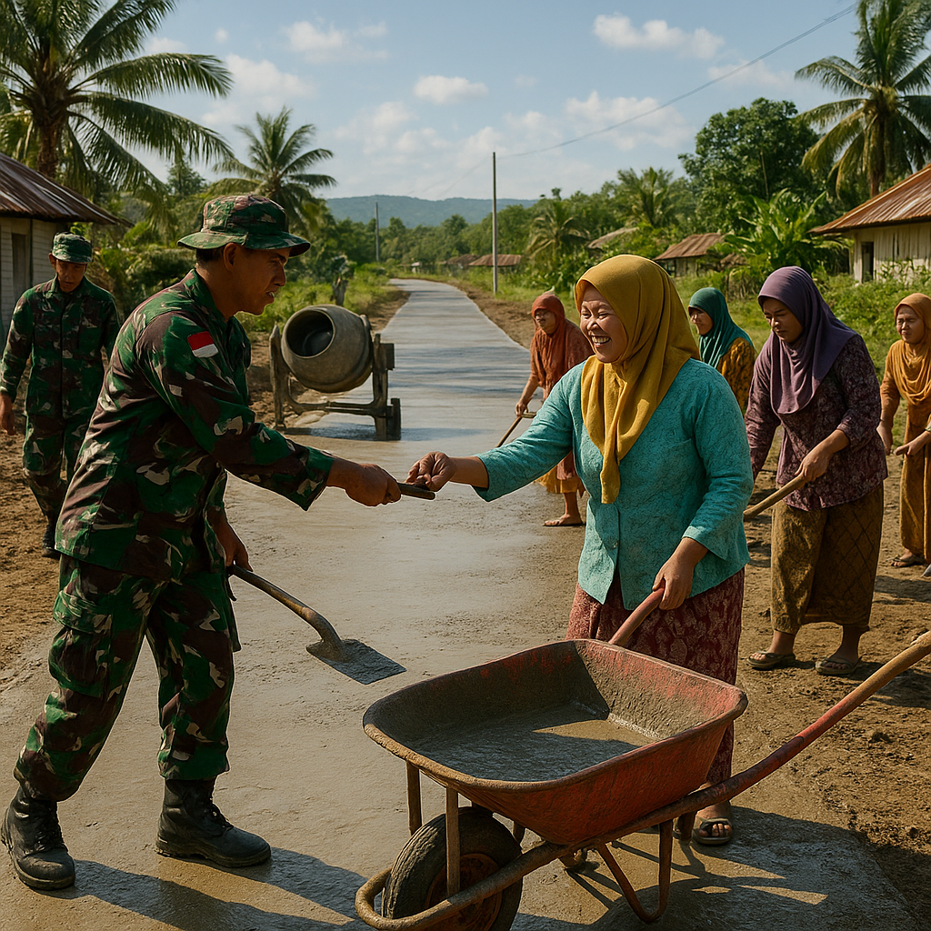 Jalan Rabat di Desa Moain Makin Mulus, Progres Capai 70 Persen Lewat Keringat TNI dan Warga