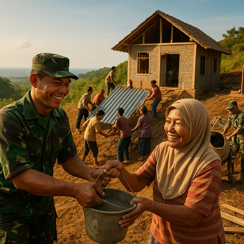 Semangat 'Keroyok' di Lereng Bukit Gelang: TNI dan Warga Bahu-Membahu Bangun Rumah Layak Huni