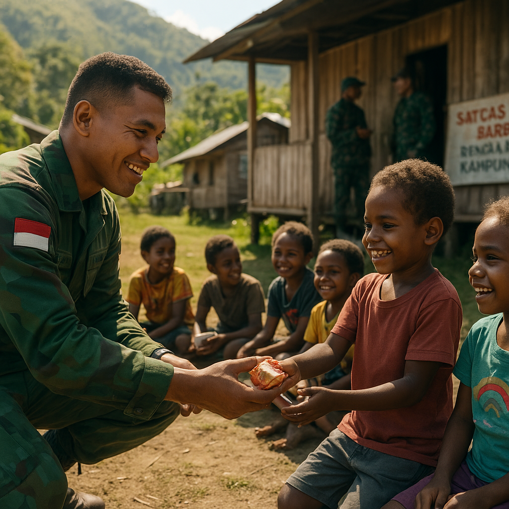 Satgas Yonif 5 Marinir Berbagi dengan Anak-Anak Yahukimo, Pererat Kedekatan TNI dan Warga Papua