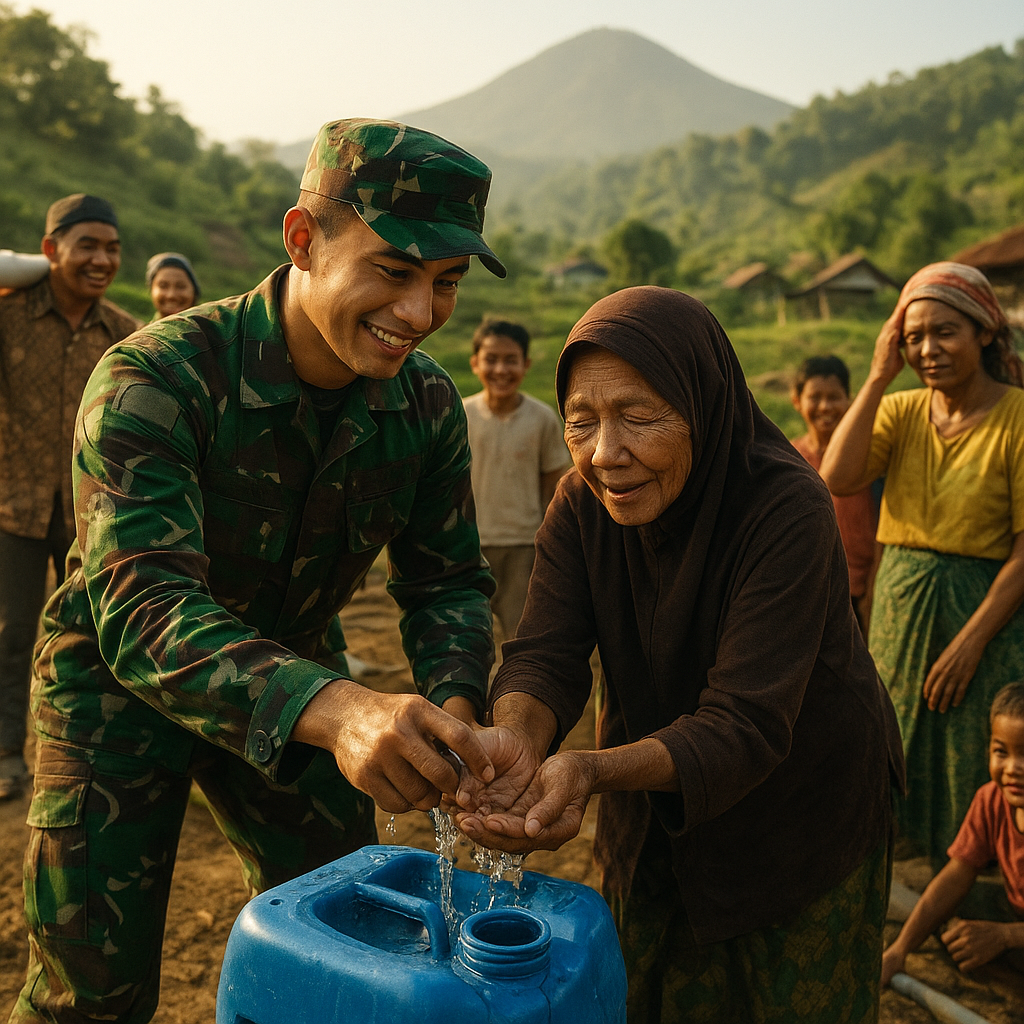 Air Bersih Mengalir di Lereng Sumbawa, Berkat Tangan-Tangan Hangat TNI Manunggal