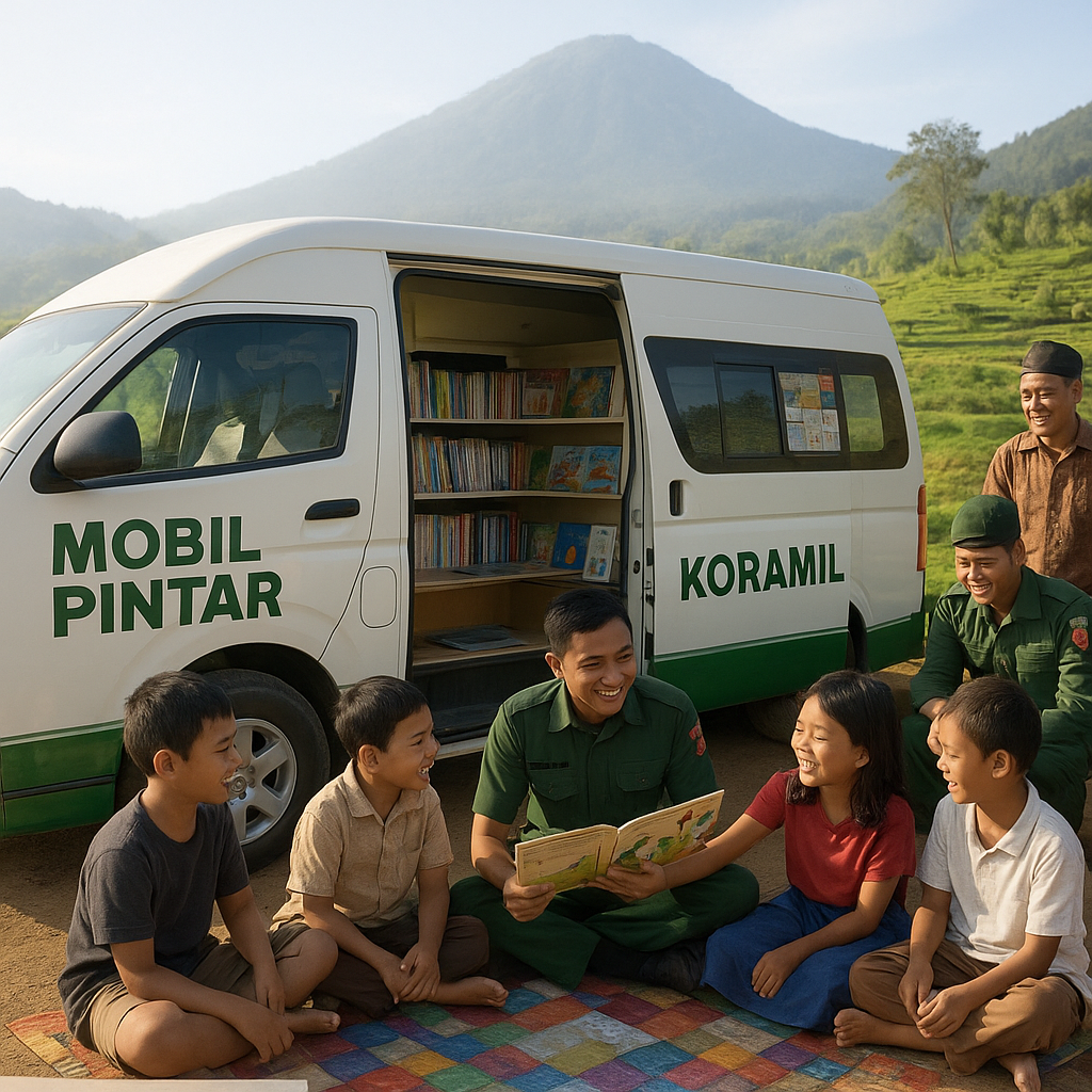 Kilas Pelosok: Cahaya Literasi dari Mobil Pintar Koramil di Lereng Gunung Wilis