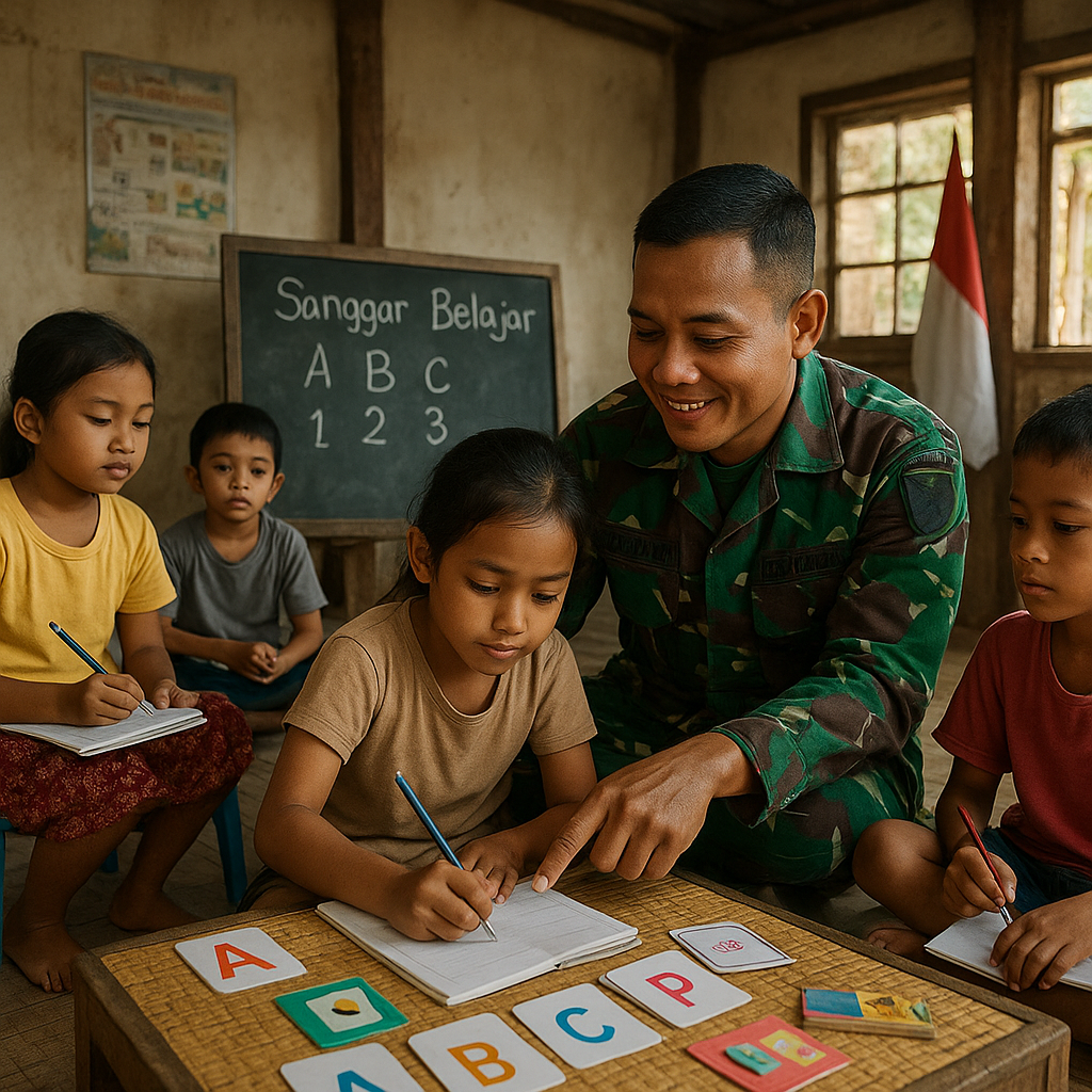 Babinsa Jadi Guru Dadakan, Bantu Anak-anak Belajar Calistung di Sanggar Belajar