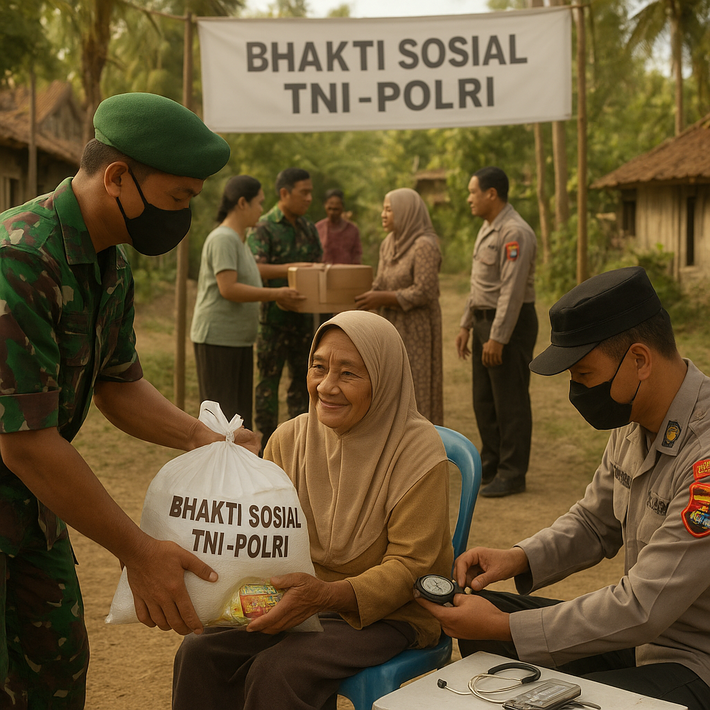 Bhakti Sosial TNI-Polri di Lombok: Bagikan Sembako dan Periksa Kesehatan Lansia