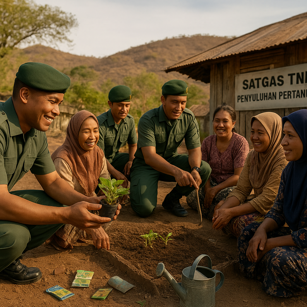 Satgas TNI Bagikan Bibit Sayuran dan Ajarkan Berkebun kepada Kelompok Ibu di NTT