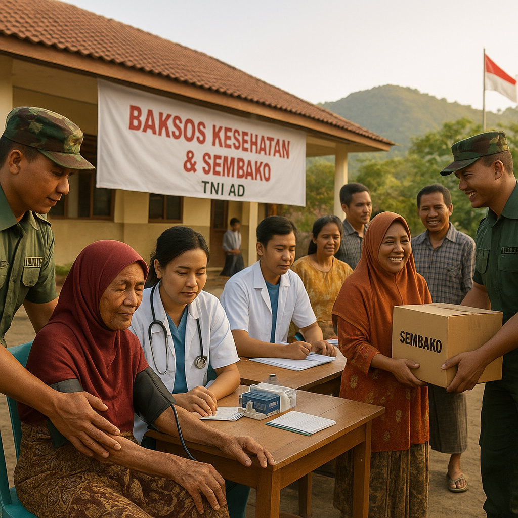 TNI AD Gelar Bakti Sosial Kesehatan dan Pembagian Sembako di Lombok Timur
