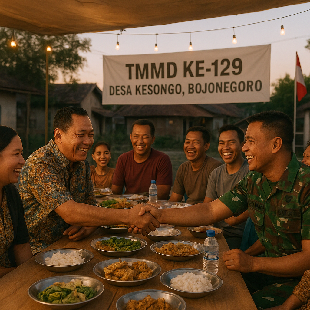 Kehangatan di Kesongo: Makan Malam Bersama Satgas TMMD dan Warga Bojonegoro