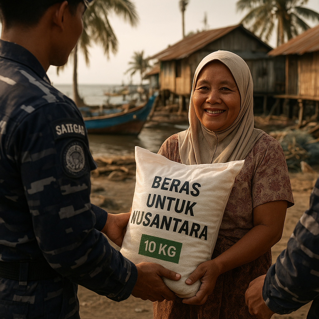 Bansos Beras untuk Warga Desa Pesisir: Cerita Ibu Sumi yang Kini Tak Khawatir Lapar