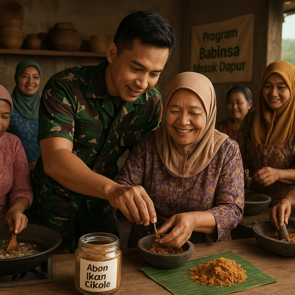 Program Babinsa Masuk Dapur: Ibu-Ibu Desa Cikole Diajari Olah Ikan Jadi Abon Bernilai Jual