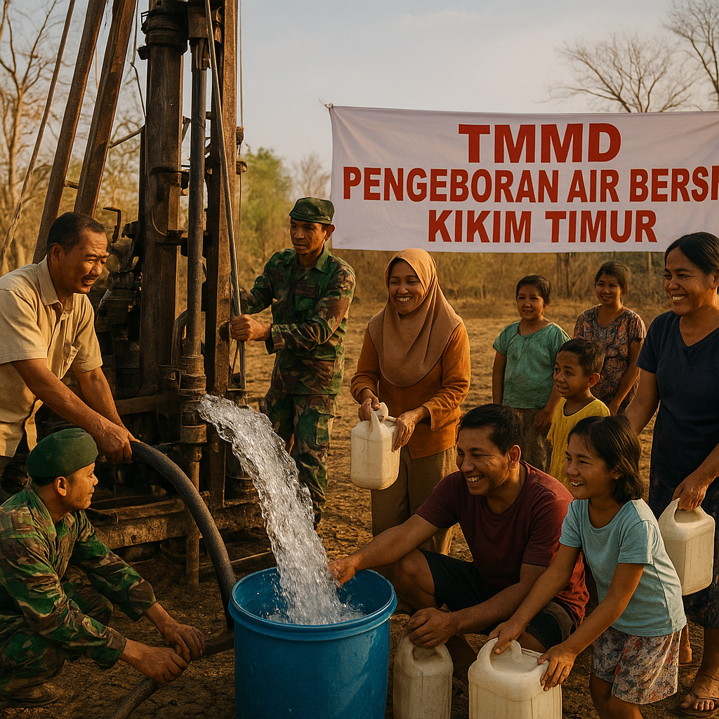 Pengeboran Air Bersih TMMD Lahat Jawab Doa Warga Kikim Timur di Musim Kemarau
